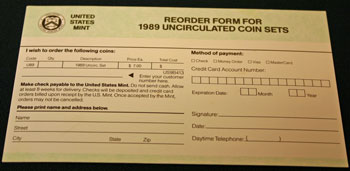 1989 Mint Set reorder form