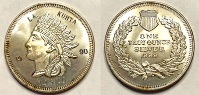 1990 Indian Head Silver One Ounce Round