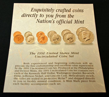 1991 Mint Set inside of insert
