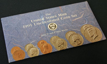 1991 Mint Set package of coins