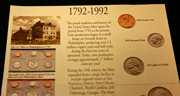 1992 Mint Set top of insert large view 1992 Mint Set top of insert large view