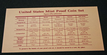 1992 Proof Set Coin Specifications