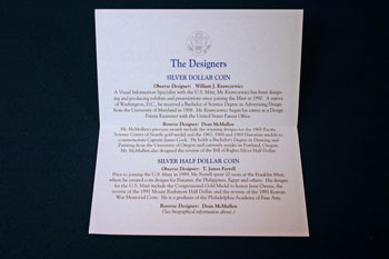 1993 Prestige Set certificate inside first fold