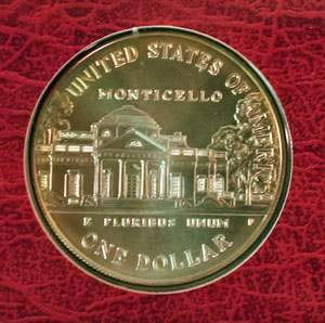 1993 Thomas Jefferson Commemorative Silver Dollar reverse