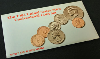 1994 Mint Set package of coins