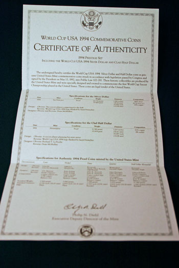 1994 Prestige Set certificate