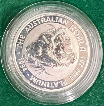 1994 australian koala one ounce platinum 100 dollar coin reverse