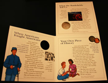 Young Collectors Edition Coin Sets 1995 Civil War Battlefield coin package unfolded inside