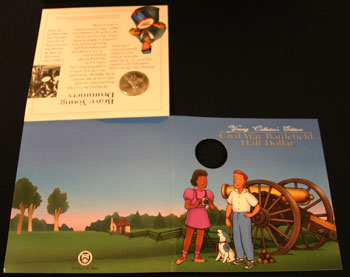 Young Collectors Edition Coin Sets 1995 Civil War Battlefield coin package unfolded outside