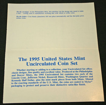 1995 Mint Set inside of insert