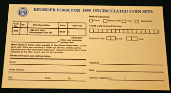 1995 Mint Set reorder form
