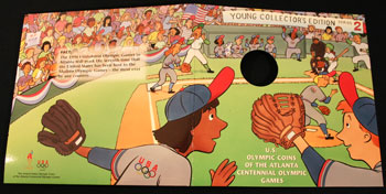 Young Collectors Edition Coin Sets 1996 Atlanta Olympics Baseball coin package cover art