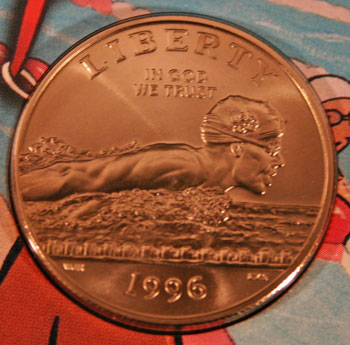 Young Collectors Edition Coin Sets 1996 Atlanta Olympics Swimming clad half dollar obverse