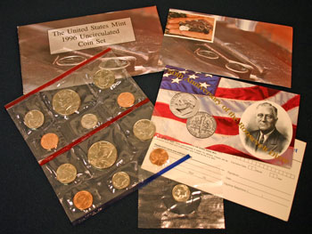 1996 Mint Set opened showing coins and contents