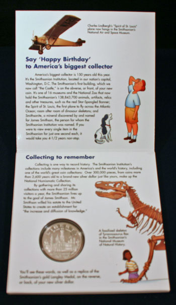 Young Collectors Edition Coin Sets 1996 Smithsonian Institution coin package unfolded inside