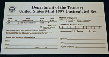 1997 Mint Set reorder form