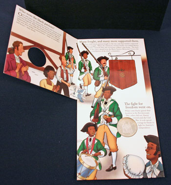 Young Collectors Edition Coin Sets 1998 Black Patriots coin package unfolded inside Young Collectors Coin Sets 1998 Black Patriots coin package unfolded inside