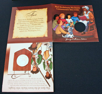 Young Collectors Coin Sets 1998 Black Patriots coin package unfolded outside