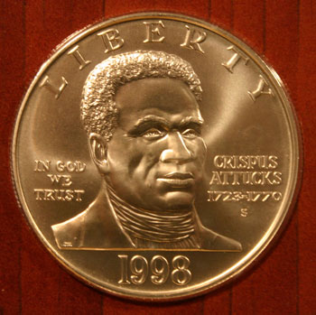 Young Collectors Coin Sets 1998 Black Patriots silver dollar coin obverse