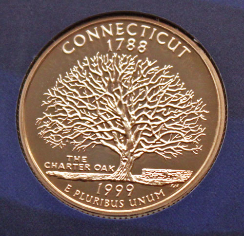 1999 Connecticut Proof Quarter reverse 1999 Connecticut Proof Quarter reverse