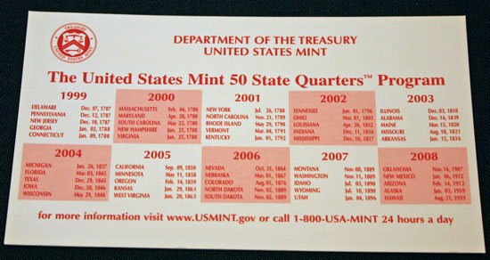 1999 Mint Set denver state quarters card front large