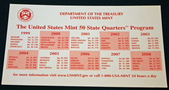 1999 Mint Set denver state quarters card front large 1999 Mint Set denver state quarters card front large