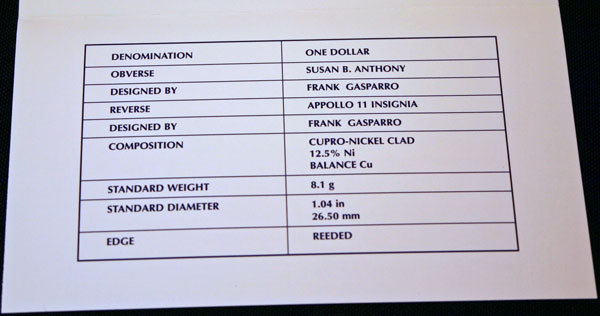 1999 Susan B. Anthony Mint Set bottom of insert large view