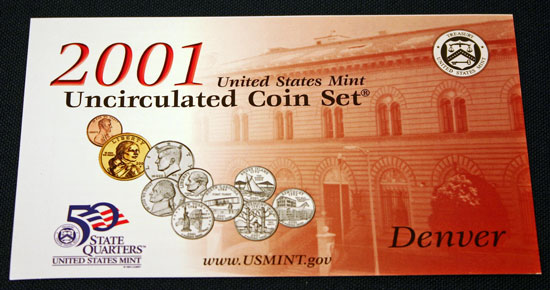 2001 Mint Set front of Denver insert describing uncirculated coins