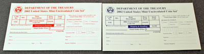 2002 Mint Set re-order form