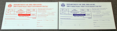 2003 Mint Set re-order card