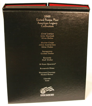 2005 American Legacy Collection Proof Coins Set back of interior box