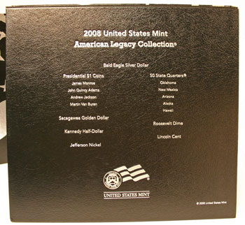 2008 American Legacy Proof Coins Set box back
