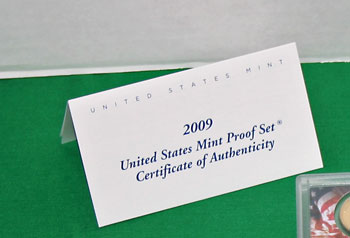 2009 Proof Set Certificate of Authenticity folded