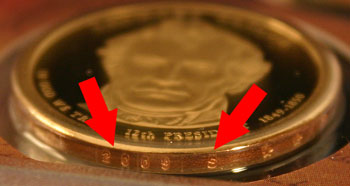 2009 Proof Set Presidential Dollar date and mintmark 2009 Proof Set Presidential Dollar date and mintmark