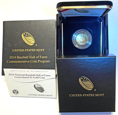 2014 National Baseball Hall of Fame Five Dollar Gold Coin collectible