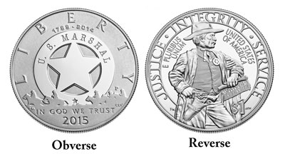 2015 US Marshals Service Commemorative Silver Dollar Coin obverse and reverse