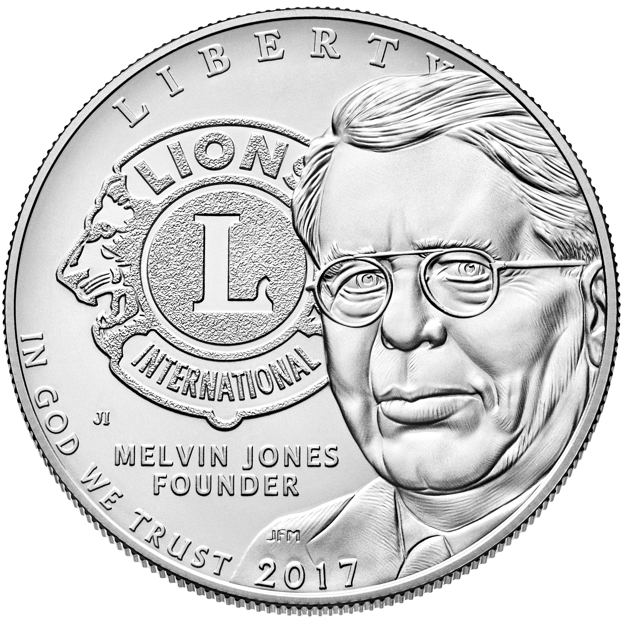 Obverse Uncirculted Lions Club 2017 Commemorative Silver Dollar Coin