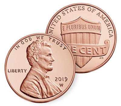 2019 US Mint Proof Set "w" Lincoln cent