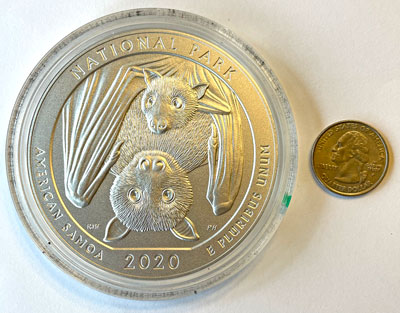 2020 American Samoa America the Beautiful Five-Ounce Silver Quarter 2020 American Samoa America the Beautiful Five-Ounce Silver Quarter