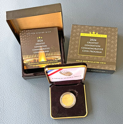 2024 Greatest Generation Commemorative Gold Five Dollar Coin Collectible 2024 Greatest Generation Commemorative Gold Five Dollar Coin Collectible