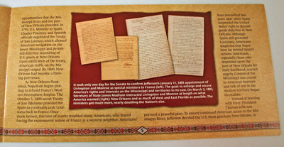 Lewis and Clark Coin and Currency Set Louisiana Purchase Booklet page 5 Lewis and Clark Coin and Currency Set Louisiana Purchase Booklet page 5