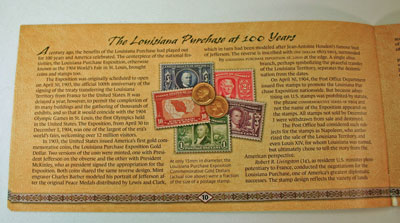 Lewis and Clark Coin and Currency Set Louisiana Purchase Booklet page 10 Lewis and Clark Coin and Currency Set Louisiana Purchase Booklet page 10