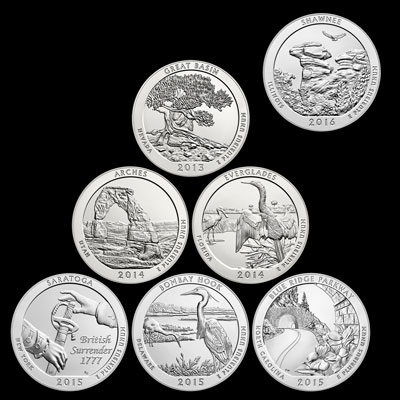 Seven America the Beautiful Coins