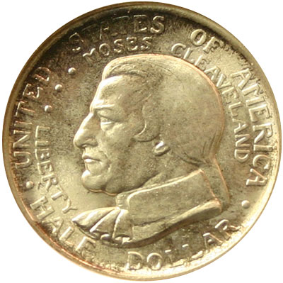 Cleveland Centennial half dollar commemorative coin obverse