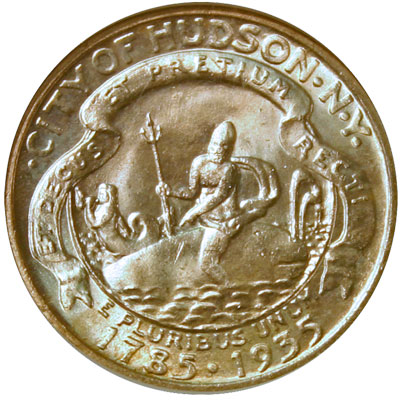 Hudson NY Sesquicentennial Half Dollar commemorative coin reverse Hudson NY Sesquicentennial Half Dollar commemorative coin reverse