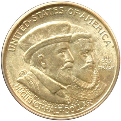Huguenot-Walloon Tercentenary Half Dollar Coin obverse Huguenot-Walloon Tercentenary Half Dollar Coin obverse
