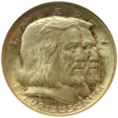 Long Island Tercentenary half dollar commemorative coin obverse