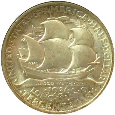 Long Island Tercentenary half dollar commemorative coin reverse