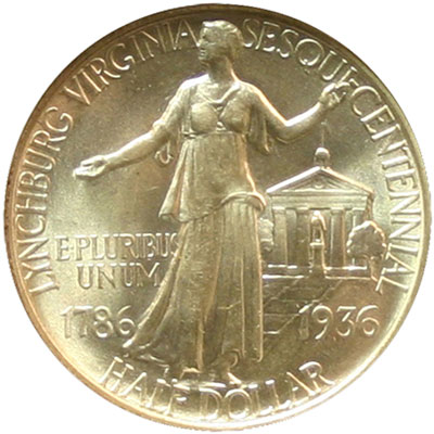 Lynchburg Virginia Sesquicentennial half dollar commemorative coin reverse