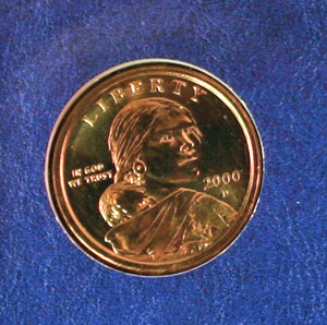 Millennium Coin and Currency Sacagawea dollar obverse